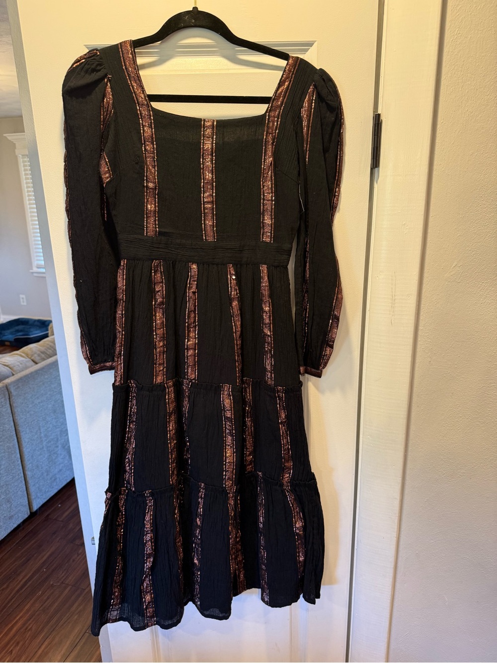 Adelyn Rae Black Long Sleeve Tiered Dress with accent - perfect for fall pics!